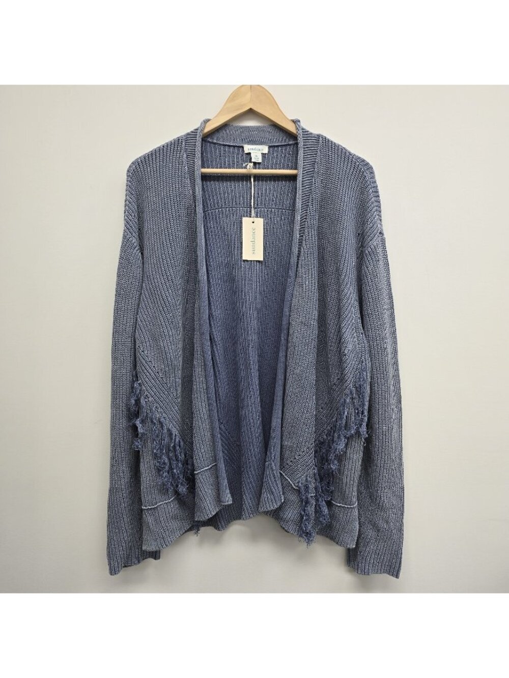 NWT Sundance Open Front Ella Cardigan Size XL Fringe Boho Southwestern Acid Wash